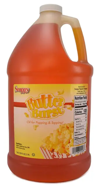 Aceite de palomitas de maíz Snappy Butter Burst, 1 galón 128 Fl Oz (Paquete de 1)