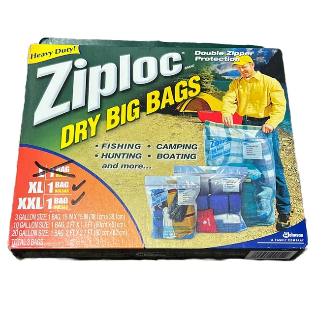 LOT OF 2 ZIPLOC Dry Big Bags Double Zipper Heavy Duty XXL 20 Gal. & XL