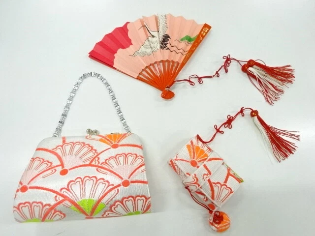 6491653: Japanese Kimono / Antique Hakoseko Set / Woven Flower
