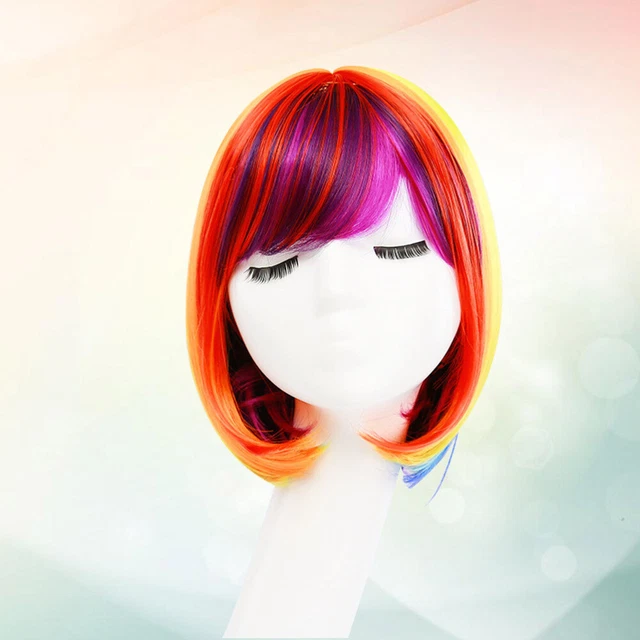 Parrucca Arcobaleno Parrucche Costume Per Donne Colorate Corti