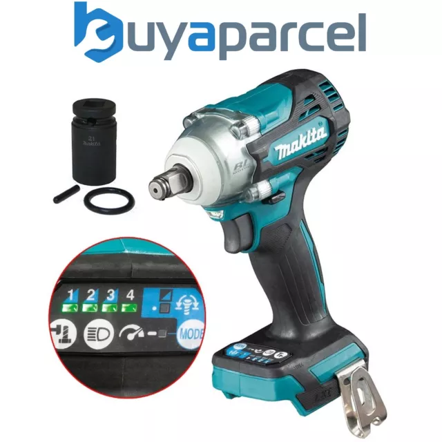 Makita DTW300Z 18v LXT Brushless Impact Wrench 1/2" Drive 4 Speed + 21mm Socket