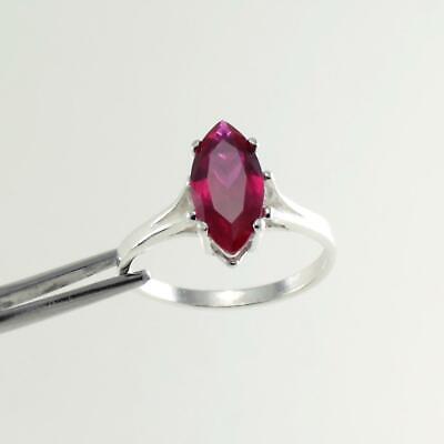 Ruby Ring Sterling Silver 925 / Marquise-Shaped / July Birthstone