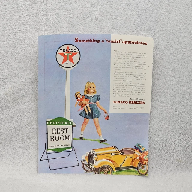 Texaco Dealer 50s Vintage Print Ad Texas Registered Clean Rest Room