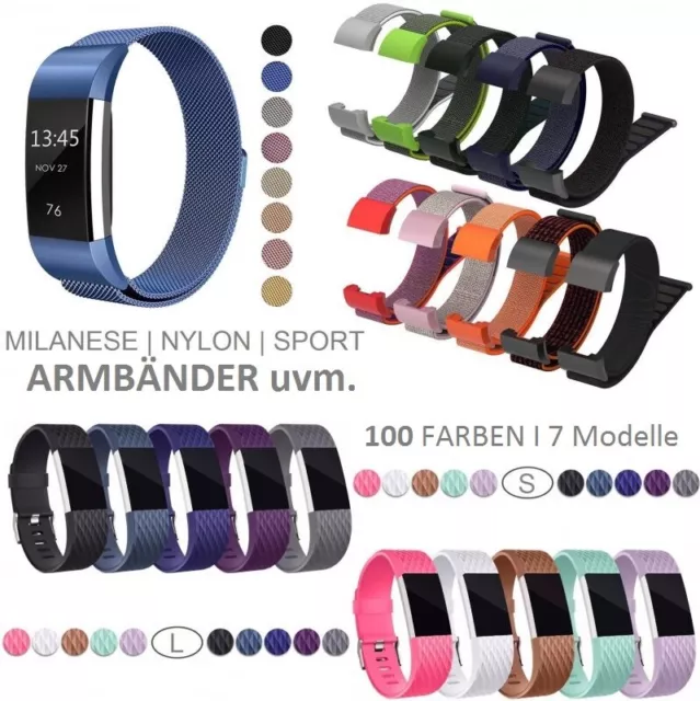 Für Fitbit Charge 2 3 4 Armband Edelstahl Ersatzband Nylon Milanese Sport Watch