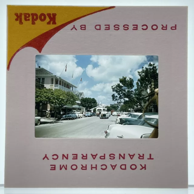 60s 35mm Photo Slide Downtown Street Scene Old Cars Florida ? Vtg 1960s