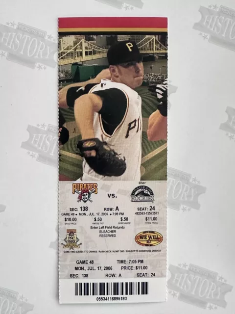 2006 Colorado Rockies at Pittsburgh Pirates Ticket 7/17/06