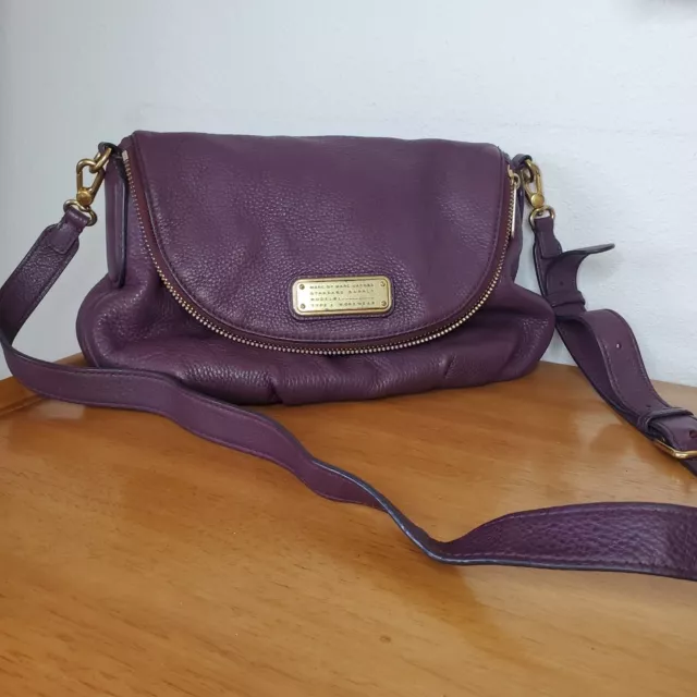 MARC BY MARC JACOBS Classic Q NATASHA Purple Crossbody Leather Shoulder Bag