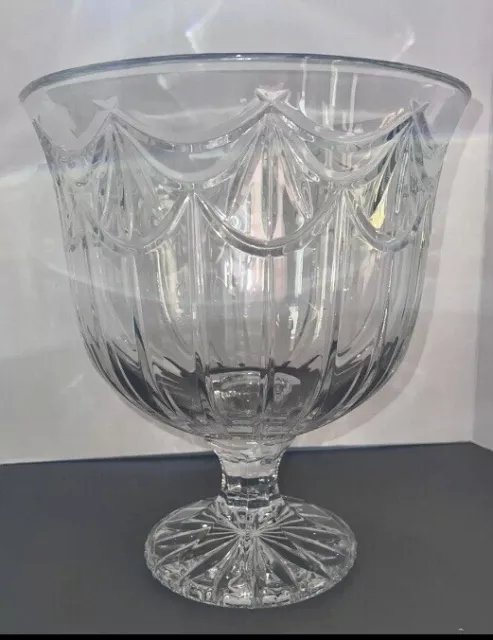 STUNNING EXTRA LARGE Shannon Crystal Centerpiece Footed Punch Bowl 12"