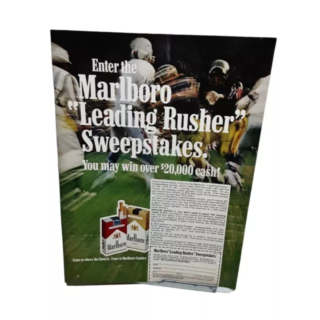 1970 Marlboro Cigarettes Football Leading Rusher Vintage Print Ad 70s Original
