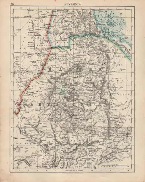 1909 Map ~ Africa ~ Abyssinia