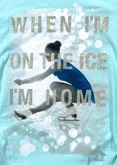 NWT  Justice Girls Size 8 Long Sleeve Top “WHEN I’M ON THE ICE I’M HOME” 2