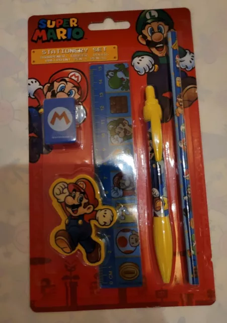 Nintendo Super Mario Schreibset Stift Lineal Radiergummi Spitzer Official Merch