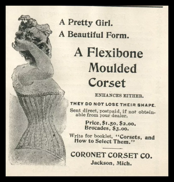 1896 Coronet Corset Flexibone Molded Girdle Woman Underwear Undergarment 8756