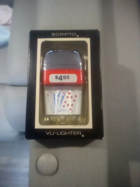 Scripto Vu-Lighter Red Band Playing Cards MCM Poker Gambling In The Box As Is