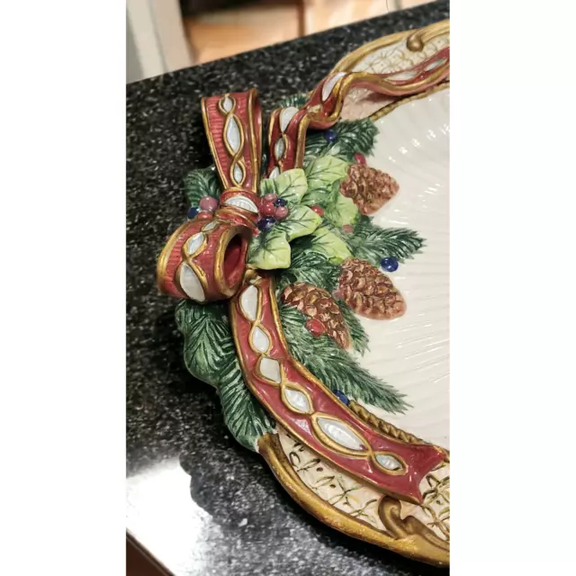 Fitz and Floyd Classics FLORENTINE CHRISTMAS 19" SERVING PLATTER Circa 1998-2002 3