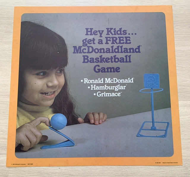 VINTAGE MCDONALD’S 1981 McDonaldland Basketball Game Free Toy Translite