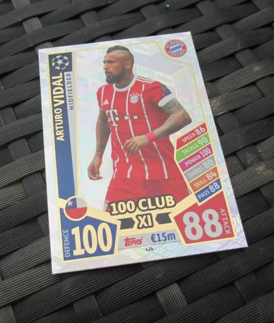 Match Attax UEFA Champions League 2017/18 #424 Arturo Vidal Hundred 100 Club