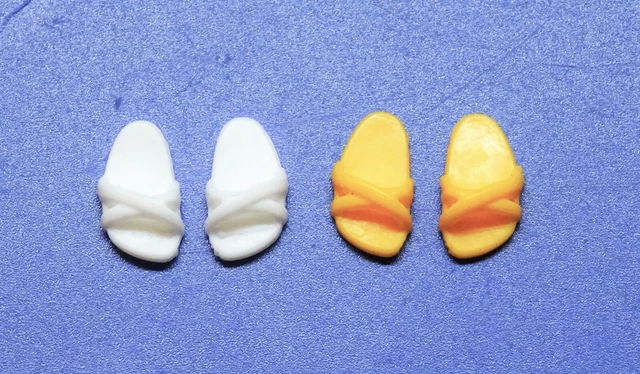 SANDALIAS BLANCO AMARILLO Flexible Para Playmobil Descalzo Figuras