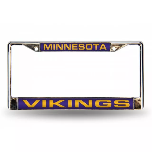 minnesota vikings nfl football team logo laser chrome license plate frame