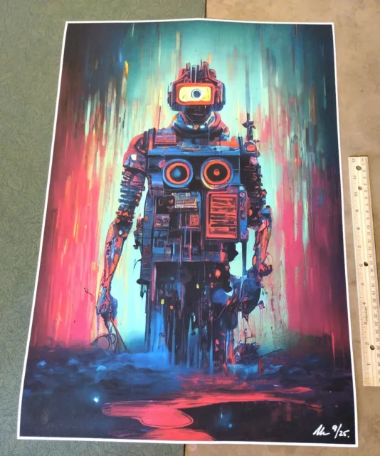 UK artist Chris Boyle ltd ed signed OOP giclee street art print 'Robot 2' #9/25