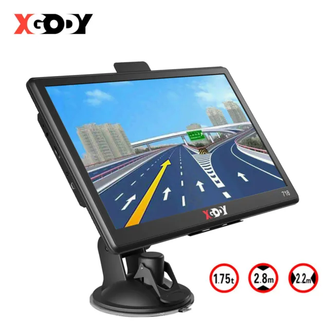 XGODY 7'' GPS Sat Nav for HGV LGV Lorry Car Truck West Europe Lifetime Maps 2024