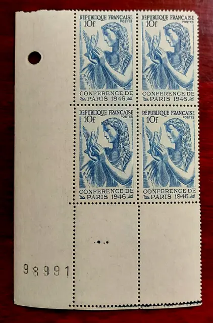 France 1946  bloc de 4  timbres  neuf** YV N° 762 conférence de paris