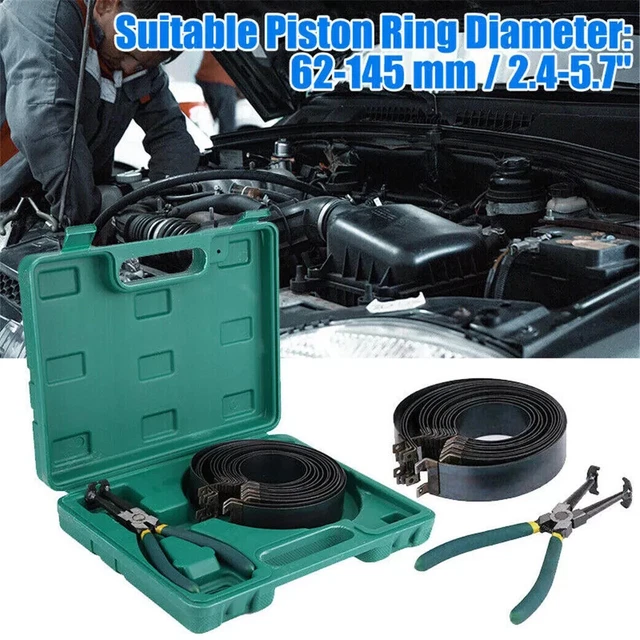 Viktec Car Engine Piston Ring Compressor Service Tool Set & Piston Ring Pliers With Adjustable Safety Screws - Piston Ring Service Tool Set, Piston Ring Compressor Kit