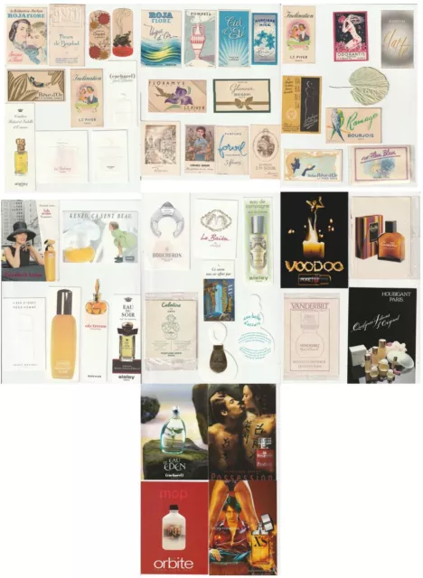 Lot de 49 Cartes Parfumées et cartes Pub de Parfums, divers - Réf, P 46