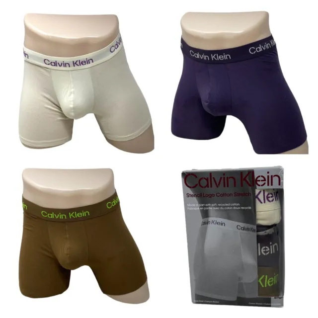 Calvin Klein Boxer Brief Underwear Cotton Stretch Logo 3 Pack Brown NB3706901