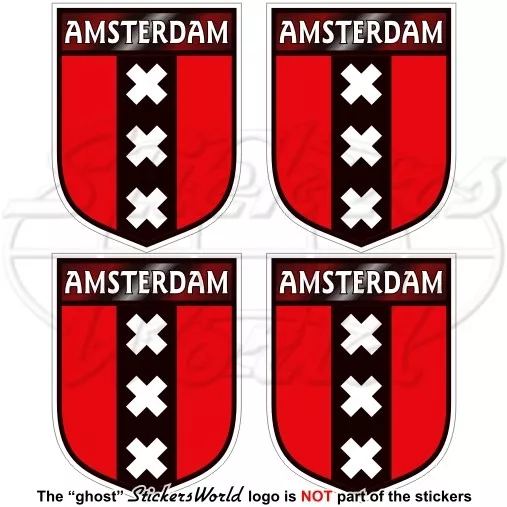 AMSTERDAM Écusson Pays-Bas Holland Dutch, Nederland 50mm Vinyle Autocollants x4