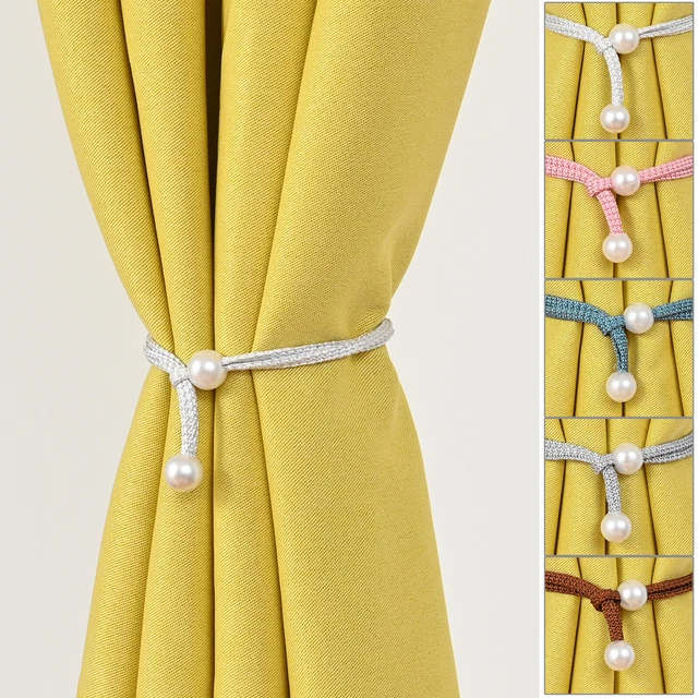 Pair Of Curtain Tie Backs 2Pcs Window Pearl Holdbacks Curtain Tie Rope Decor US