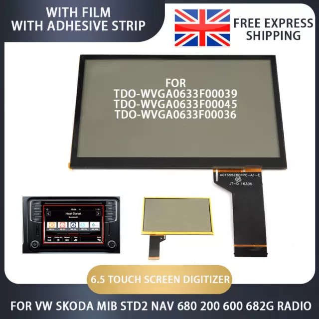 6.5" MIB STD2 680 200 600 Radio Touch Screen Digitizer TDO-WVGA0633F00039 for VW