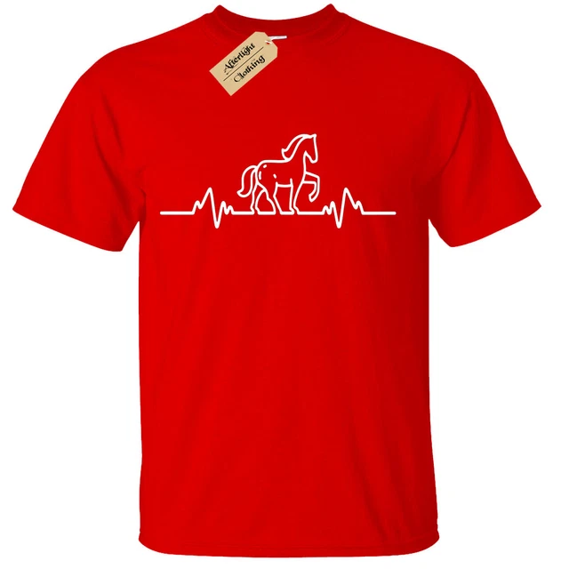 Kids Boys Girls HORSE RIDING HEART BEAT Pulse WOMENS T-SHIRT Equestrian tee