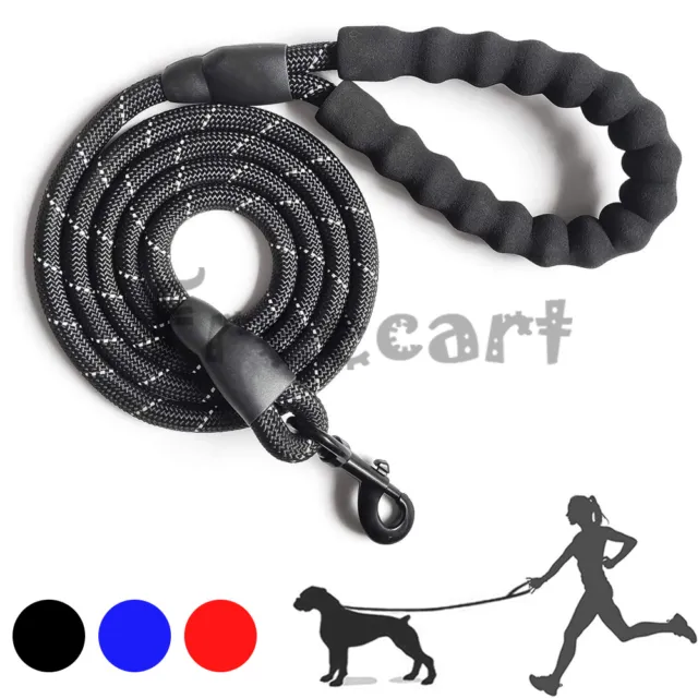 5FT Dog Leash Large Pet Rope Heavy Duty Reflective Nylon Lead with Padded Handle