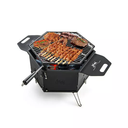 Portable Charcoal Grill Stove Rotatable with Foldable Body and Legs with Handle