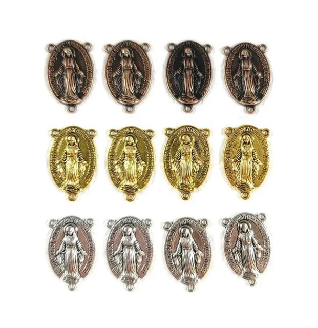 Miraculous Medal Rosary Centerpiece LOT of 12 MIXED Of 3 Colours