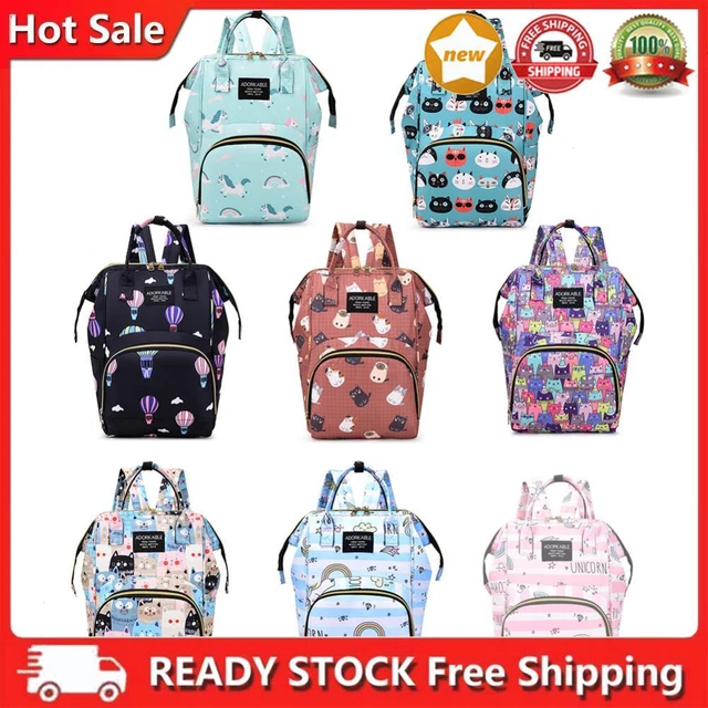 Fashion Women Rainbow Ballon Cats Printing Mummy Maternity Diaper Bag Casual