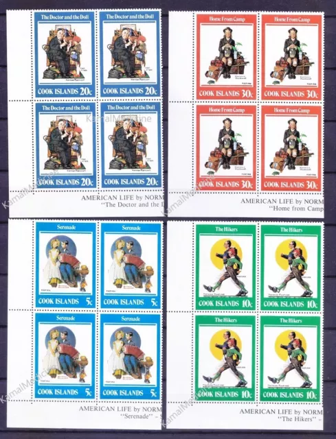 Cook Islands 1982 MNH 4v Lt Lo corner, painter Norman Rockwell, Doctor, Doll, Mu