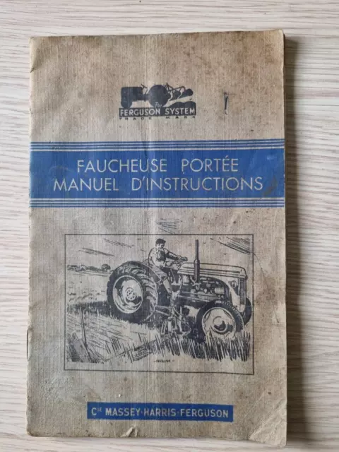 faucheuse portée manuel instruction MASSEY FERGUSON 1956