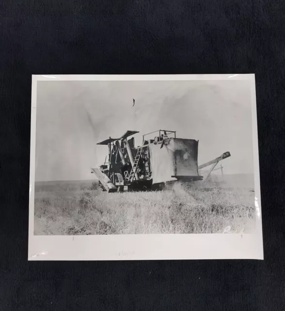 Huge Tractor Grain Seperator Vintage Photo Harvest Time Black & White Photo
