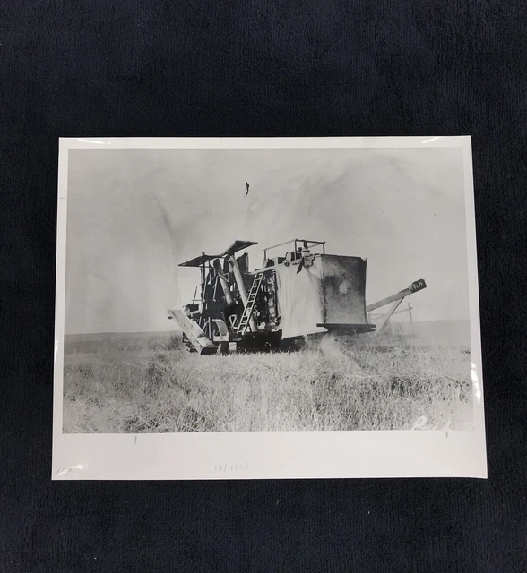 Huge Tractor Grain Seperator Vintage Photo Harvest Time Black & White Photo