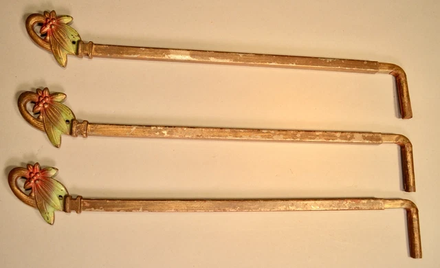 3 Old Vintage Ornate Swing Arm Adjustable Extending Curtain Rods Window Hardware