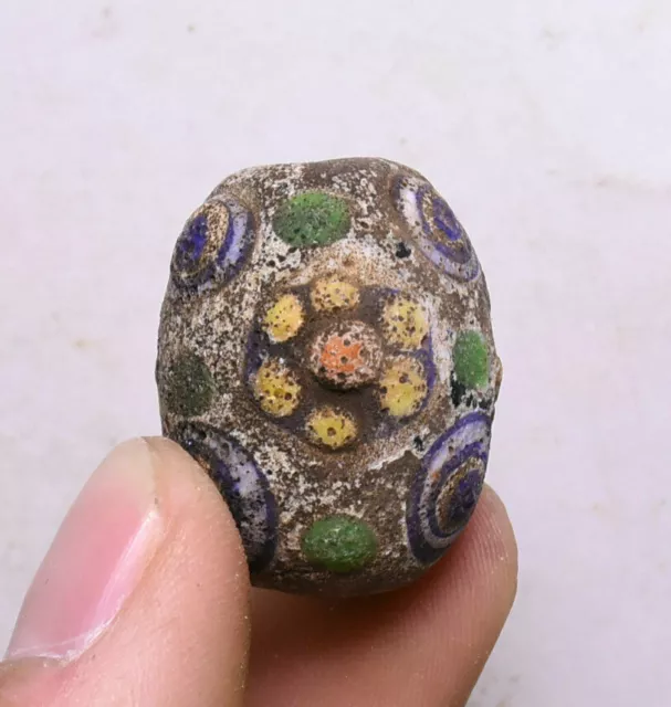 3CM Rare Chinese Hongshan Culture Colored Glaze Carve Dzi Amulet Pendant