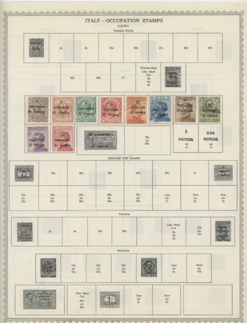 8 Italy-Occupation Stamps Mint Hinged and 2 Used On Original Catalog Page