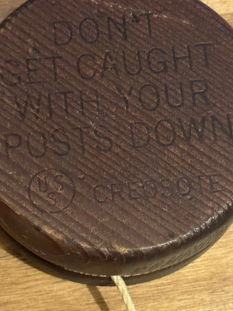 Large Vintage Wood Yo Yo Creosote Advertising Toy