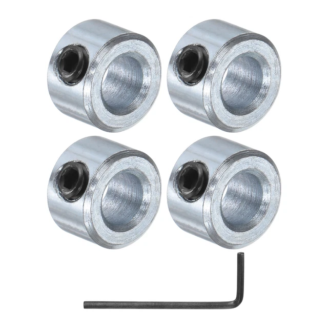 4pcs Set Screw Collars 1/4" Bore Zinc Plated Steel Shaft Collar 1/2" OD, 5/16" W