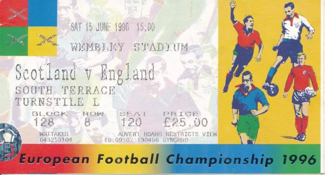 TICKET: EURO 96 Scotland v England 1996 @ Wembley Stadium