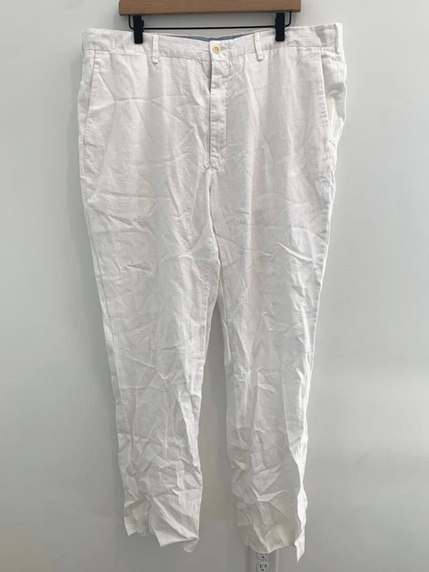 NWT Polo Ralph Lauren Linen Chino Pants Mens Size 40BX34 White Summer Resort