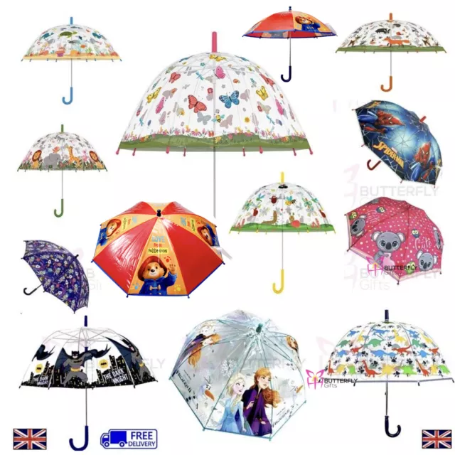 Kids Girls Boys Umbrella Cats Digger Dinosaur Spiderman Unicorn Halloween