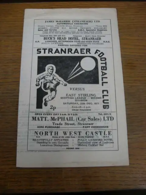 25/12/1971 Stranraer v East Stirlingshire  (4 Pages, creased)